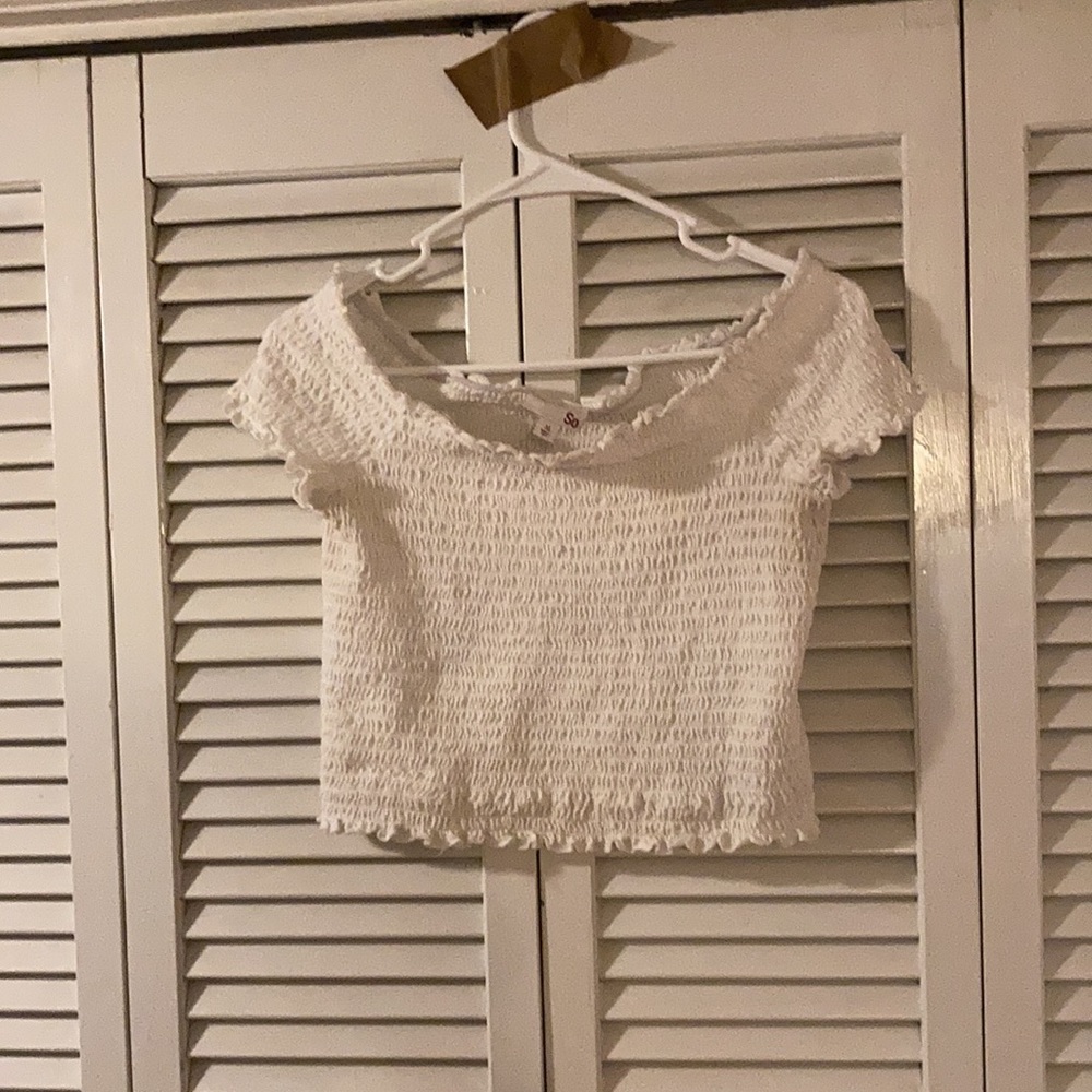 White Ribbed Crop Top - Picture 3 of 4